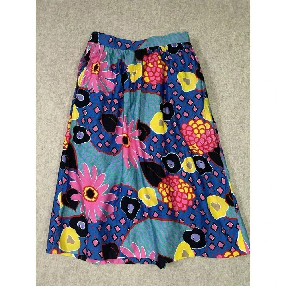 Worthington Vintage 80's Pleated Colorful Floral Midi Skirt w/ Pocket Size 12 - Picture 2 of 13